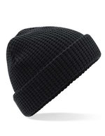 Beechfield Waffelmuster-Strickmütze mit Umschlag, Black One Size, CB422 – Bild 1
