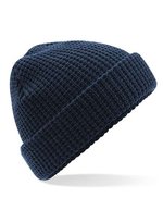 Beechfield Waffelmuster-Strickmütze mit Umschlag, Black One Size, CB422 – Marine francais