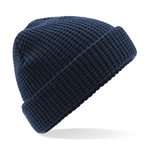 Beechfield Waffelmuster-Strickmütze mit Umschlag, Black One Size, CB422 – Bild 3
