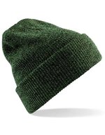 Beechfield Heritage Beanie mit Umschlag und Heather-Effekt – Antique Moss Green
