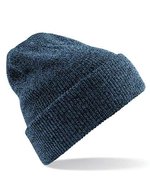 Beechfield Heritage Beanie mit Umschlag und Heather-Effekt, Black One Size, CB425 – Antique Petrol