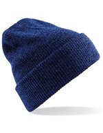 Beechfield Heritage Beanie mit Umschlag und Heather-Effekt, Black One Size, CB425 – Antique Royal Blue
