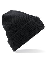 Beechfield Heritage Beanie mit Umschlag und Heather-Effekt – Black