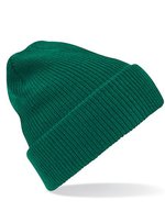Beechfield Heritage Beanie mit Umschlag und Heather-Effekt, Black One Size, CB425 – Vert bouteille