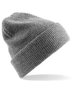 Beechfield Heritage Beanie mit Umschlag und Heather-Effekt, Black One Size, CB425 – Chine Gris
