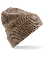 Beechfield Heritage Beanie mit Umschlag und Heather-Effekt, Black One Size, CB425 – Chine Avoine