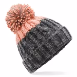 Beechfield Bonnet Apres en maille torsadée avec pompon – image 3