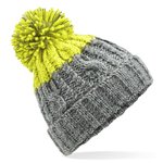 Beechfield Apres Beanie mit Zopfmuster und Bommel, Azure Blue/Oxford Navy One Size, CB437 – Bild 4