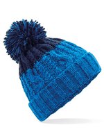 Beechfield Apres Beanie mit Zopfmuster und Bommel, Azure Blue/Oxford Navy One Size, CB437 – Bild 2
