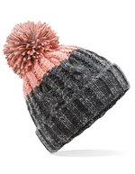 Beechfield Apres Beanie mit Zopfmuster und Bommel, Azure Blue/Oxford Navy One Size, CB437 – Graphite Grey/Blush