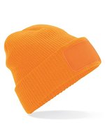 Beechfield Thinsulate™ Patch Beanie mit Aufnäher, Black One Size, CB440 – Fluorescent Orange