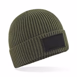 Beechfield Nachhaltiger Beanie mit Baumwoll-Patch, Biscuit/Black One Size, CB442R – Bild 4