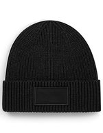 Beechfield Nachhaltiger Beanie mit Baumwoll-Patch, Black One Size, CB442R – Black