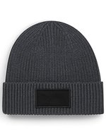 Beechfield Nachhaltiger Beanie mit Baumwoll-Patch, Black One Size, CB442R – Graphite Grey/Black