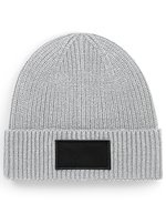 Beechfield Nachhaltiger Beanie mit Baumwoll-Patch, Black One Size, CB442R – Light Grey/Black
