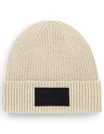 Beechfield Nachhaltiger Beanie mit Baumwoll-Patch, Black One Size, CB442R – Oatmeal/Black
