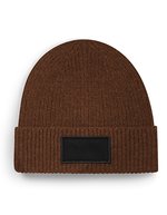 Beechfield Nachhaltiger Beanie mit Baumwoll-Patch, Black One Size, CB442R – Walnut/Black