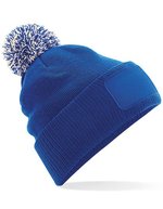 Beechfield Snowstar® Patch Beanie mit Bommel, Bright Royal/Off White One Size, CB443 – Bright Royal/Off White