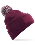 Beechfield Snowstar® Patch Beanie mit Bommel, Bright Royal/Off White One Size, CB443 – Burgundy/Off White