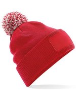 Beechfield Snowstar® Patch Beanie mit Bommel, Bright Royal/Off White One Size, CB443 – Classic Red/Off White