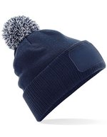 Beechfield Snowstar® Patch Beanie mit Bommel, Bright Royal/Off White One Size, CB443 – French Navy/Light Grey