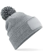 Beechfield Snowstar® Patch Beanie mit Bommel, Bright Royal/Off White One Size, CB443 – Heather Grey/Black