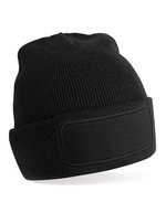 Beechfield Doppellagiges Strick Beanie mit Patch, Black One Size, CB445 – Nero