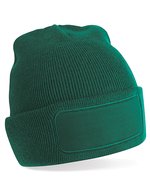 Beechfield Doppellagiges Strick Beanie mit Patch, Black One Size, CB445 – Verde bottiglia