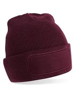 Beechfield Doppellagiges Strick Beanie mit Patch, Black One Size, CB445 – Borgogna