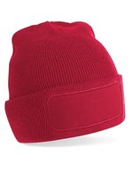 Beechfield Doppellagiges Strick Beanie mit Patch, Black One Size, CB445 – Classico Rosso