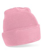 Beechfield Doppellagiges Strick Beanie mit Patch, Black One Size, CB445 – Dusky Rosa