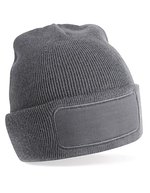 Beechfield Doppellagiges Strick Beanie mit Patch, Black One Size, CB445 – Grafite Grigio