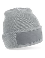 Beechfield Doppellagiges Strick Beanie mit Patch, Black One Size, CB445 – Melange Grigio