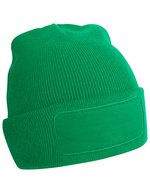 Beechfield Doppellagiges Strick Beanie mit Patch, Black One Size, CB445 – Verde kelly
