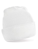Beechfield Doppellagiges Strick Beanie mit Patch, Black One Size, CB445 – Bianco