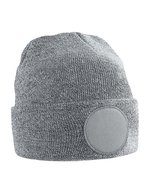 Beechfield Circular Patch Beanie aus Polyacryl, Burgundy One Size, CB446 – Melange Grigio