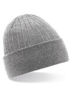 Beechfield Thinsulate™ Beanie mit doppeltem Strick, Black One Size, CB447 – Heather Grey