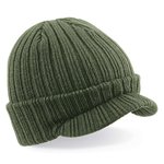Beechfield Peaked Beanie mit Umschlag, Olivgrün, Olive Green One Size, CB448 – Bild 3