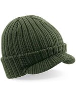 Beechfield Peaked Beanie mit Umschlag, Olivgrün, Olive Green One Size, CB448 – Olive Green