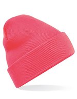 Beechfield Doppellagiges Polyacryl-Beanie mit Umschlag, Airforce Blue One Size, CB45 – Fluorescent Rose