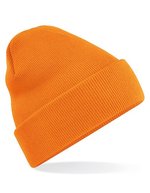 Beechfield Doppellagiges Polyacryl-Beanie mit Umschlag, Airforce Blue One Size, CB45 – Orange