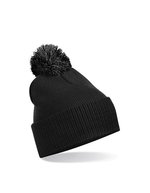 Beechfield Snowstar Beanie mit buntem Bommel – Black/Graphite Grey