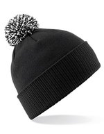 Beechfield Snowstar Beanie mit buntem Bommel – Black/White