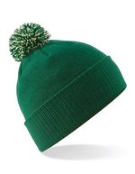 Beechfield Snowstar Beanie mit buntem Bommel, Black/White One Size, CB450 – Bottle Green/Off White