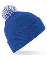 Beechfield Snowstar Beanie mit buntem Bommel, Black/White One Size, CB450 – Bright Royal/White