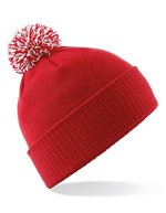 Beechfield Snowstar Beanie mit buntem Bommel, Black/White One Size, CB450 – Classic Red/White