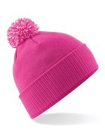 Beechfield Snowstar Beanie mit buntem Bommel, Black/White One Size, CB450 – Fuchsia/Off White