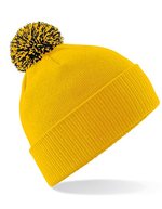 Beechfield Snowstar Beanie mit buntem Bommel, Black/White One Size, CB450 – Gold/Black