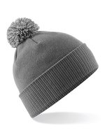 Beechfield Snowstar Beanie mit buntem Bommel, Black/White One Size, CB450 – Graphite Grey/Light Grey
