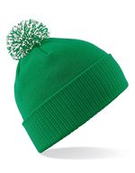 Beechfield Snowstar Beanie mit buntem Bommel, Black/White One Size, CB450 – Kelly Green/White